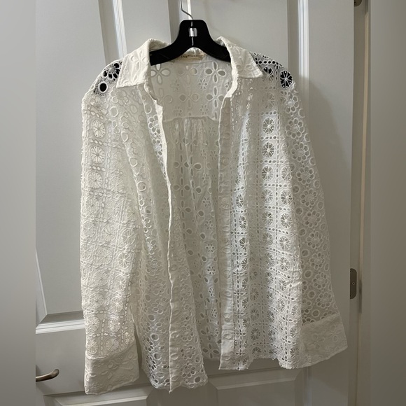 Lavender J white eyelet blouse new - Picture 1 of 4